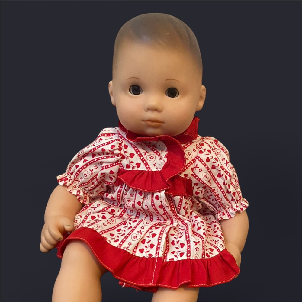 Bitty Baby Doll in red & white dress